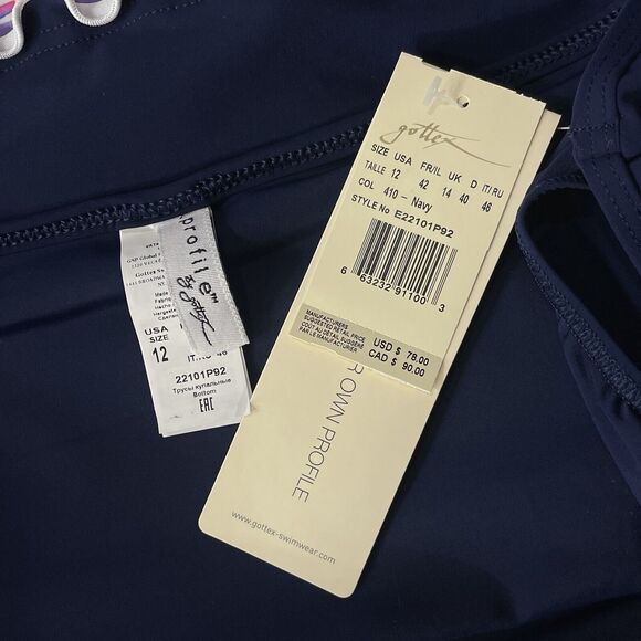 Profile by Gottex Palm Springs SZ 12 Swim Skirt Side Slit Ruffled UPF 50+ Blue - Picture 5 of 13